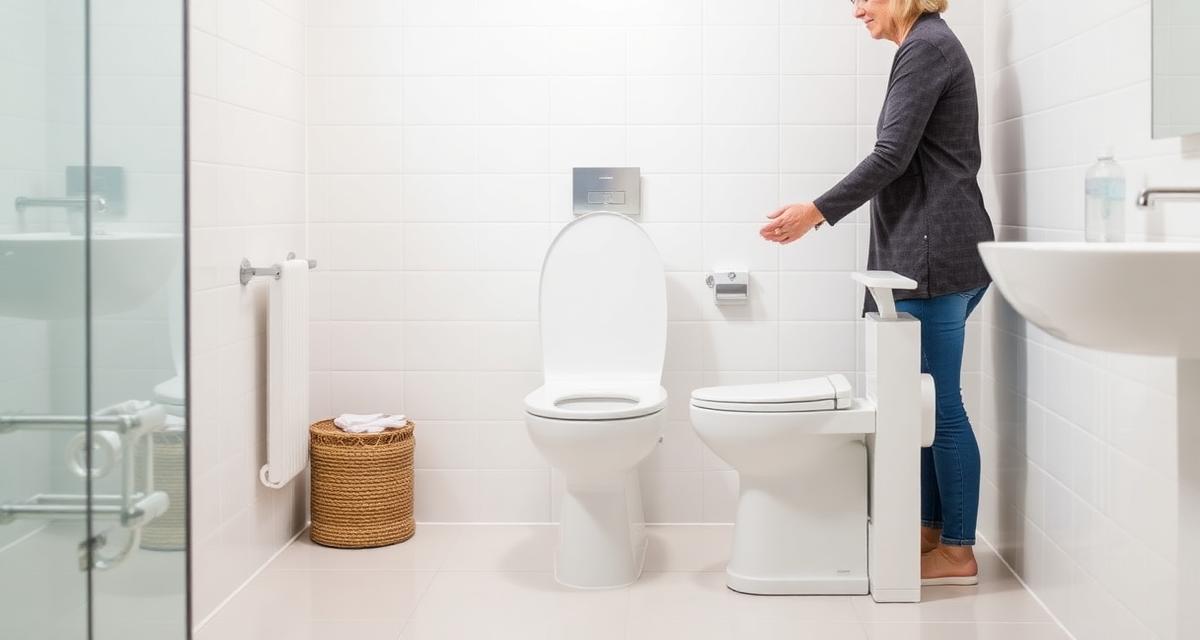Draaibaar in hoogte verstelbaar toilet in een moderne aangepaste badkamer